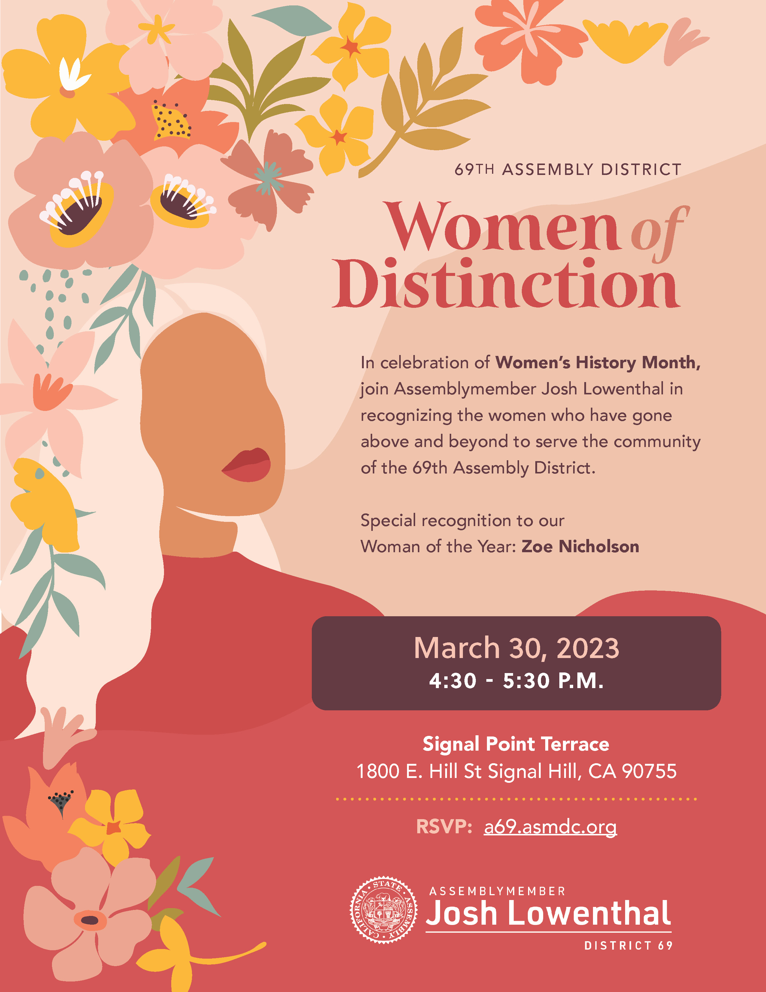 Women Of Distinction Recognition Official Website Assemblymember   AD69 WOD Flyer 